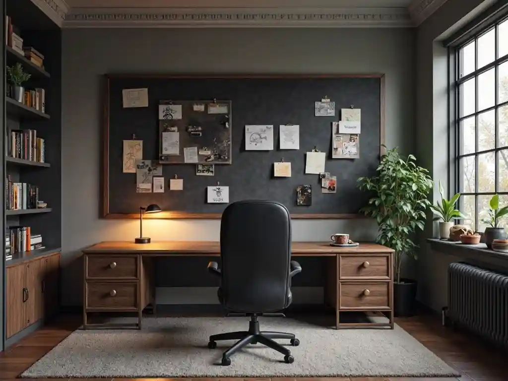 28 Dark Office Decor Ideas for a Minimalist, Functional & Stylish Workspace 18 16-Dark Office Decor Idea