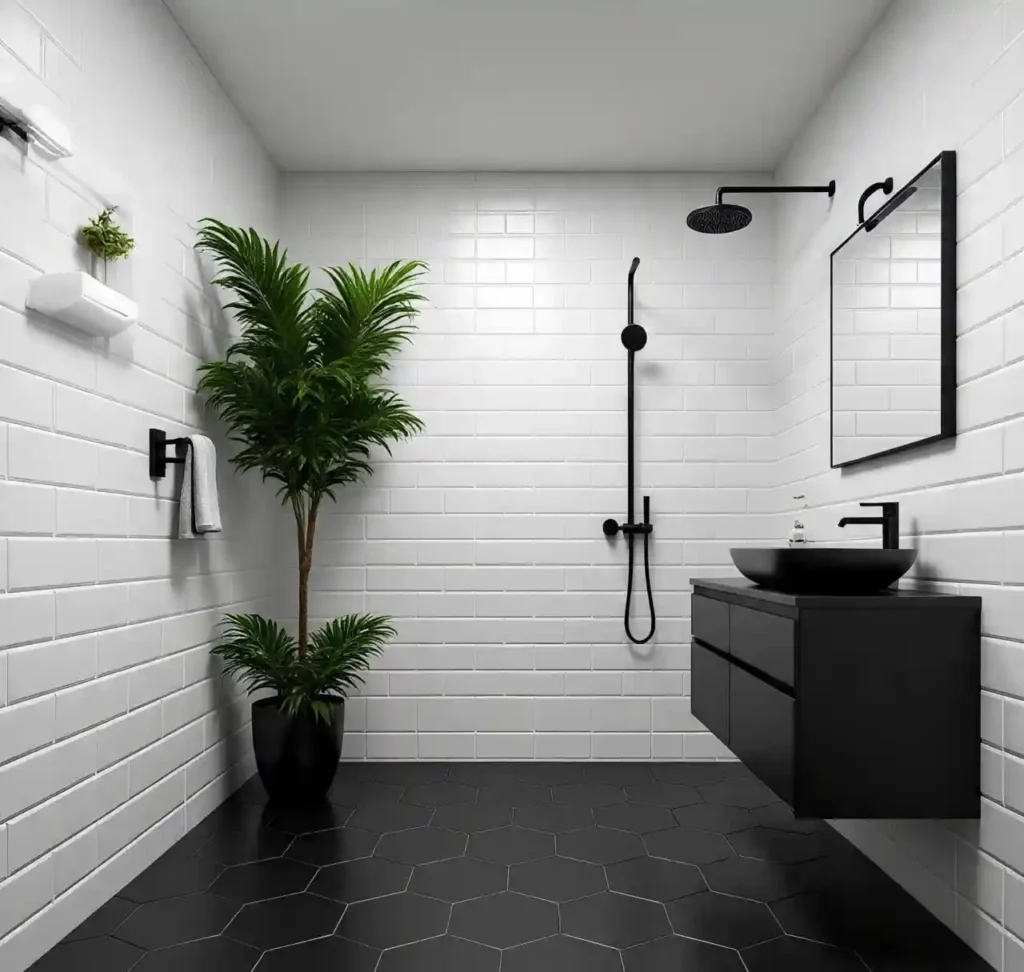 30 Gorgeous Home Design Ideas to Upgrade Every Room With Style 18 16-home design idea-Sleek Black and White Bathroom
