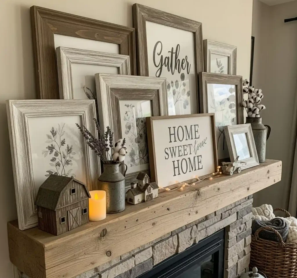 25 Stunning Farmhouse Mantel Decor Ideas to Elevate Your Rustic Interior 18 17-Farmhouse Mantel Decor Idea