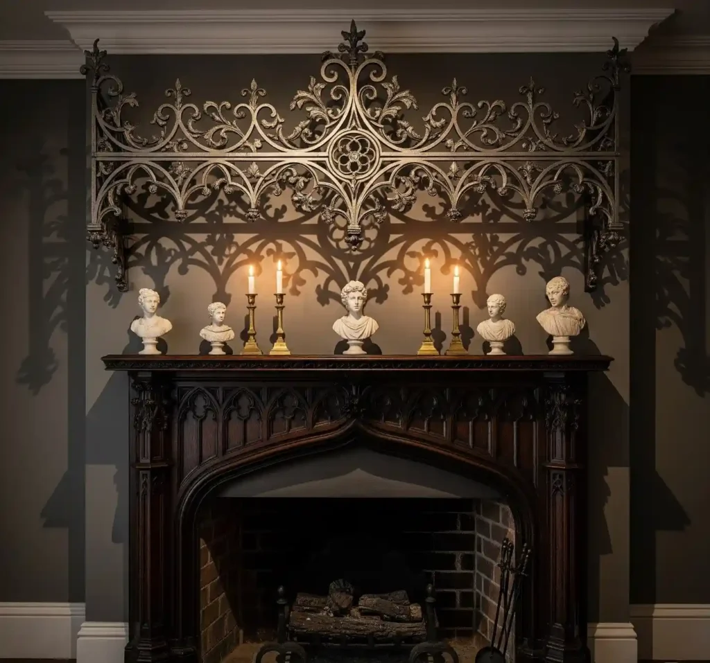 25 Spellbinding Moody Gothic Mantel Decor Ideas to Embrace Dark Elegance 19 18-Moody Gothic Mantel Decor Idea