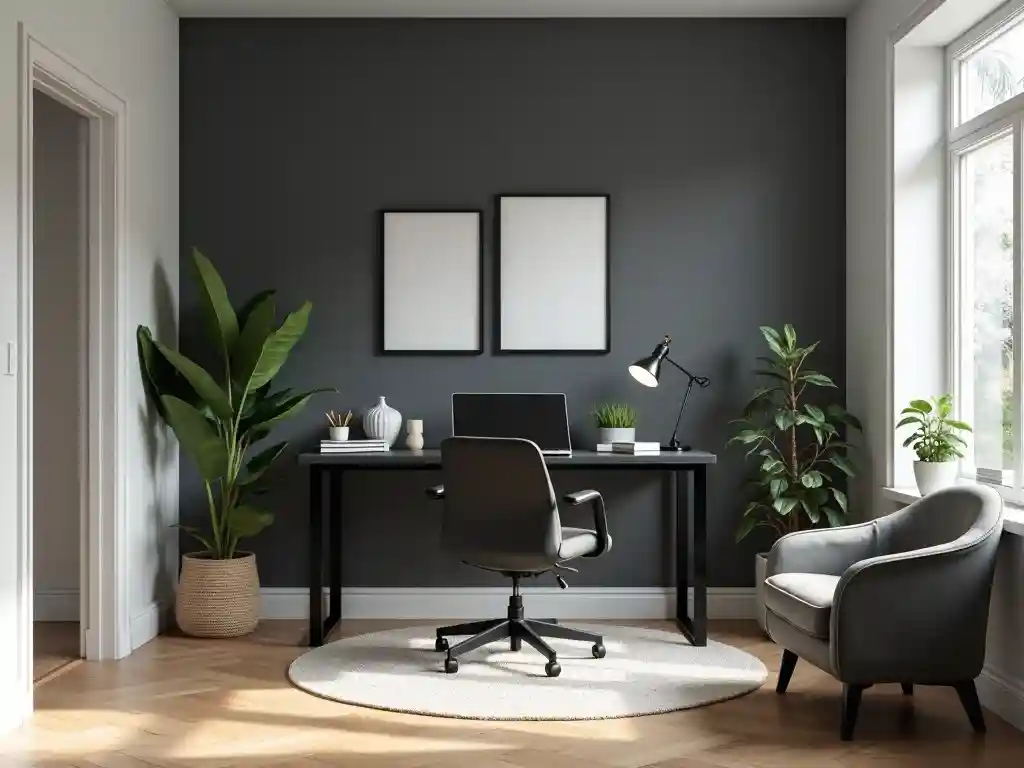 28 Dark Office Decor Ideas for a Minimalist, Functional & Stylish Workspace 3 2-Dark Office Decor Ideas