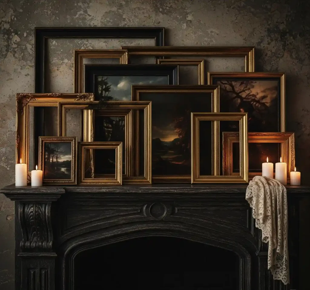 25 Spellbinding Moody Gothic Mantel Decor Ideas to Embrace Dark Elegance 22 21-Moody Gothic Mantel Decor Idea