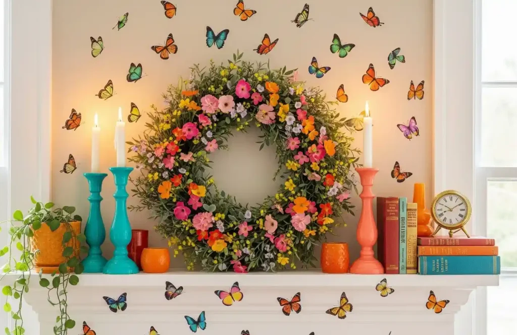 25 Bright & Bold Summer Mantel Decorating Ideas to Energize Your Space 22 21-summer Mantel Decorating Idea