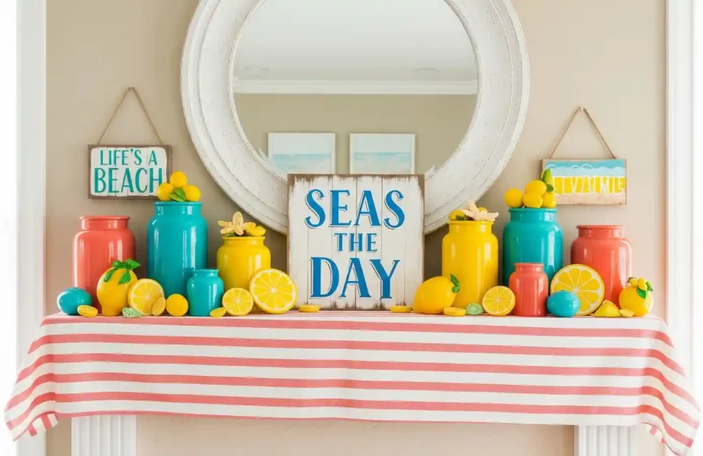 25 Bright & Bold Summer Mantel Decorating Ideas to Energize Your Space 23 22-summer Mantel Decorating Idea
