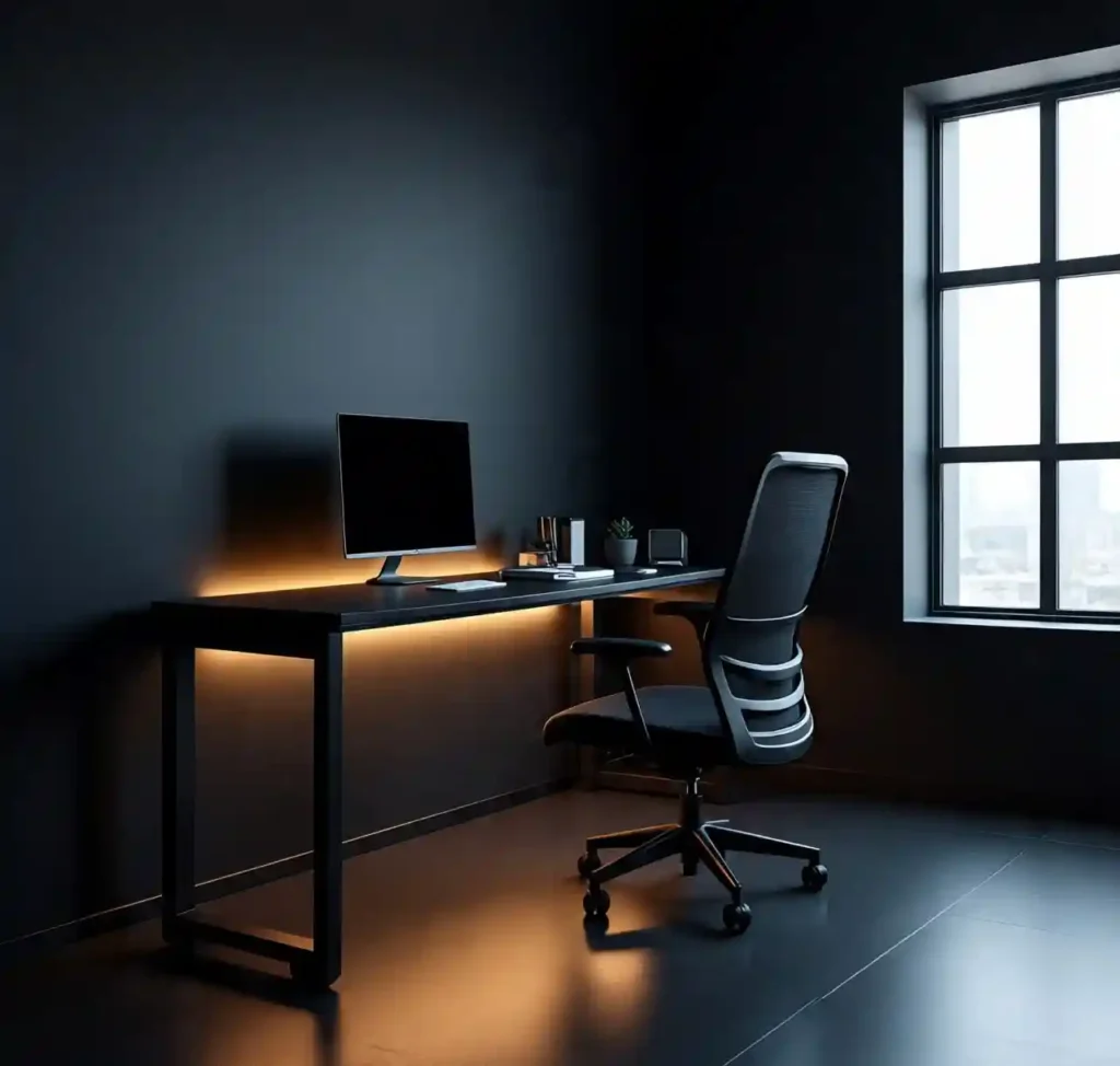 28 Dark Office Decor Ideas for a Minimalist, Functional & Stylish Workspace 28 24-Dark Office Decor Idea