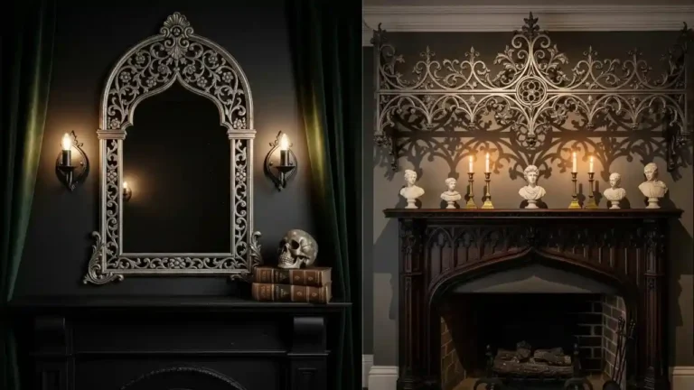 25 Spellbinding Moody Gothic Mantel Decor Ideas to Embrace Dark Elegance 19 25 Spellbinding Moody Gothic Mantel Decor Ideas to Embrace Dark Elegance