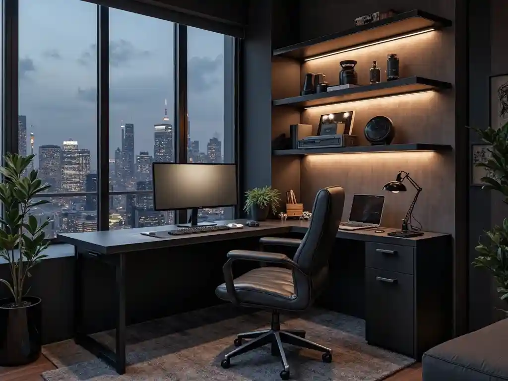 28 Dark Office Decor Ideas for a Minimalist, Functional & Stylish Workspace 31 26-Dark Office Decor Idea