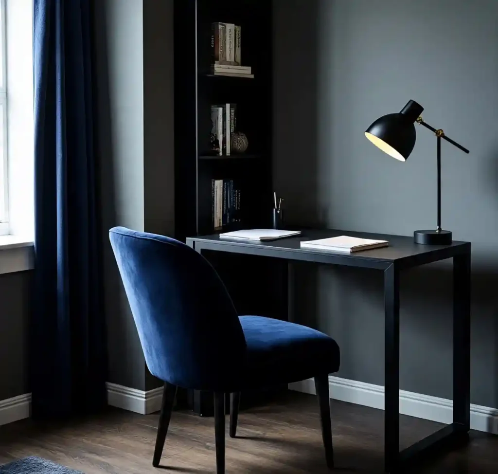 28 Dark Office Decor Ideas for a Minimalist, Functional & Stylish Workspace 10 8-Dark Office Decor Idea