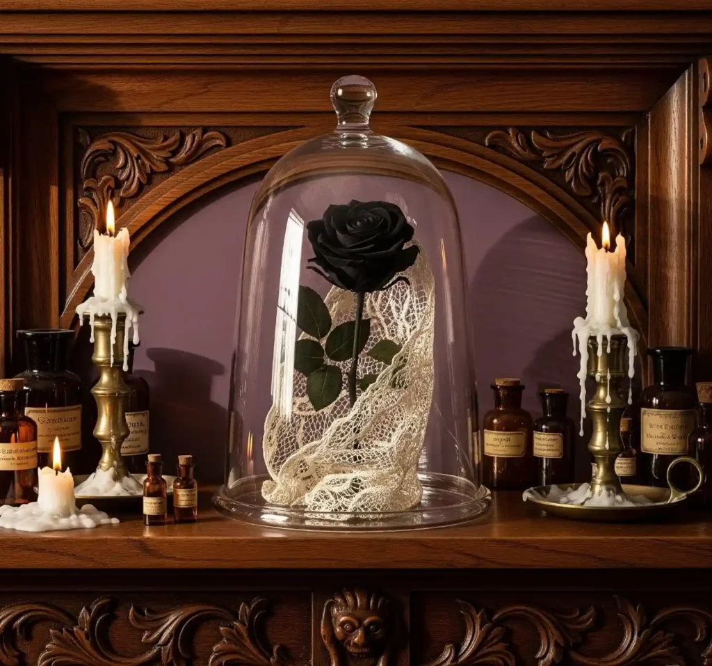 25 Spellbinding Moody Gothic Mantel Decor Ideas to Embrace Dark Elegance 9 8-Moody Gothic Mantel Decor Idea