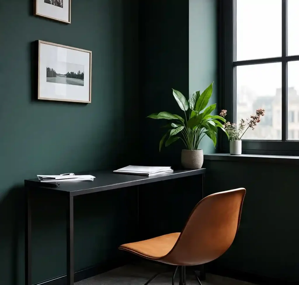 28 Dark Office Decor Ideas for a Minimalist, Functional & Stylish Workspace 11 9-Dark Office Decor Idea